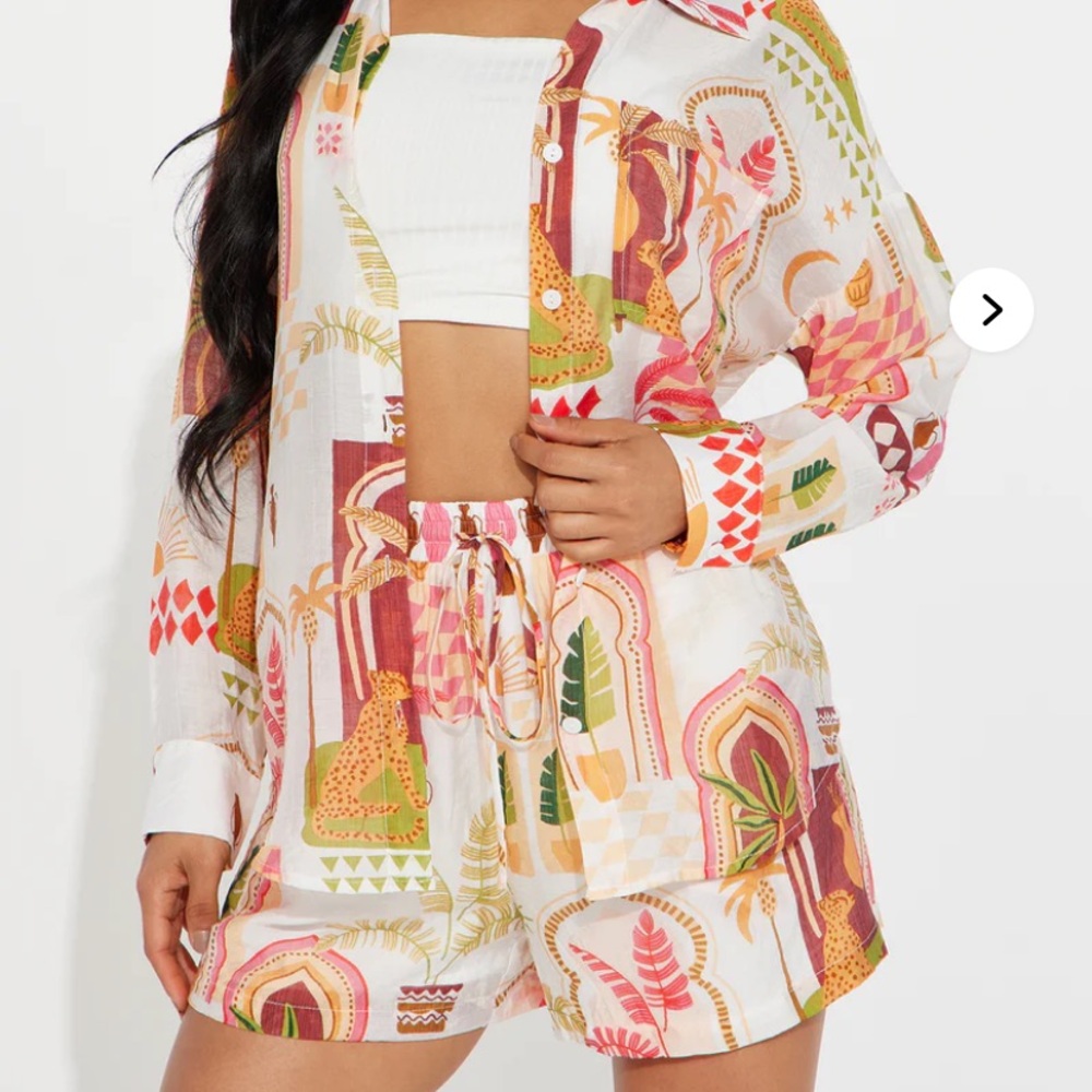 Egyptian/Moroccan Patterned Shirt and Shorts Set Size M